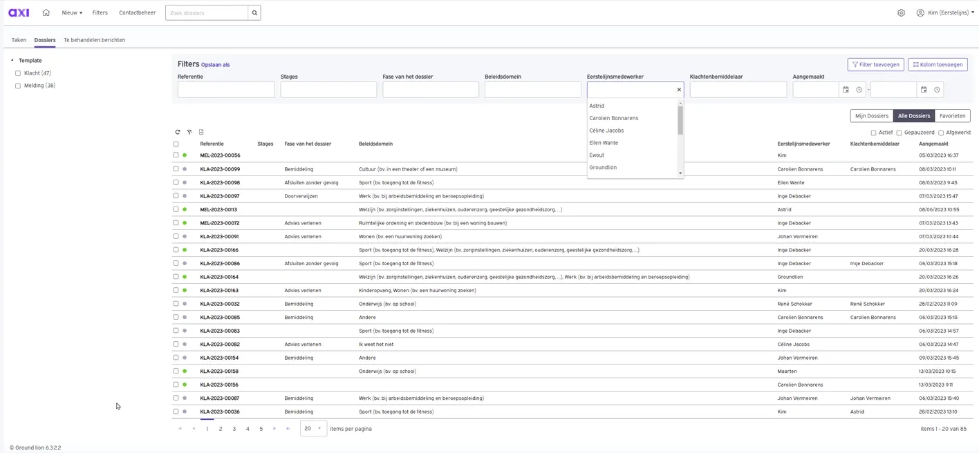 Anchr Adaptive Case Management bij VMRI - filter